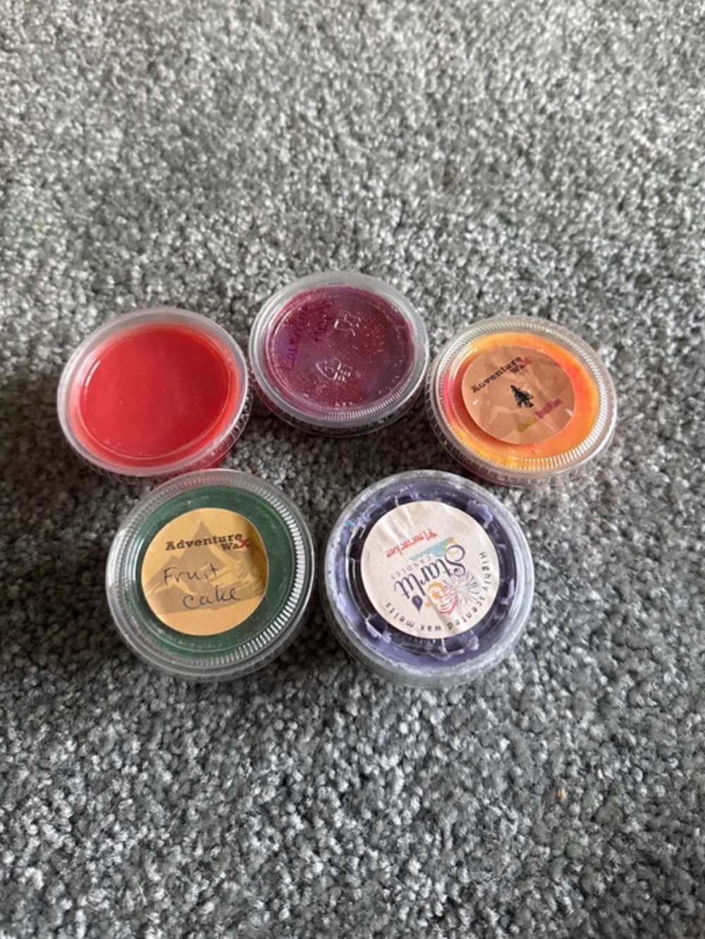 Multi-Color Wax Melt Set - 5 Pack (Red, Purple, Orange, Green, Lavender)
